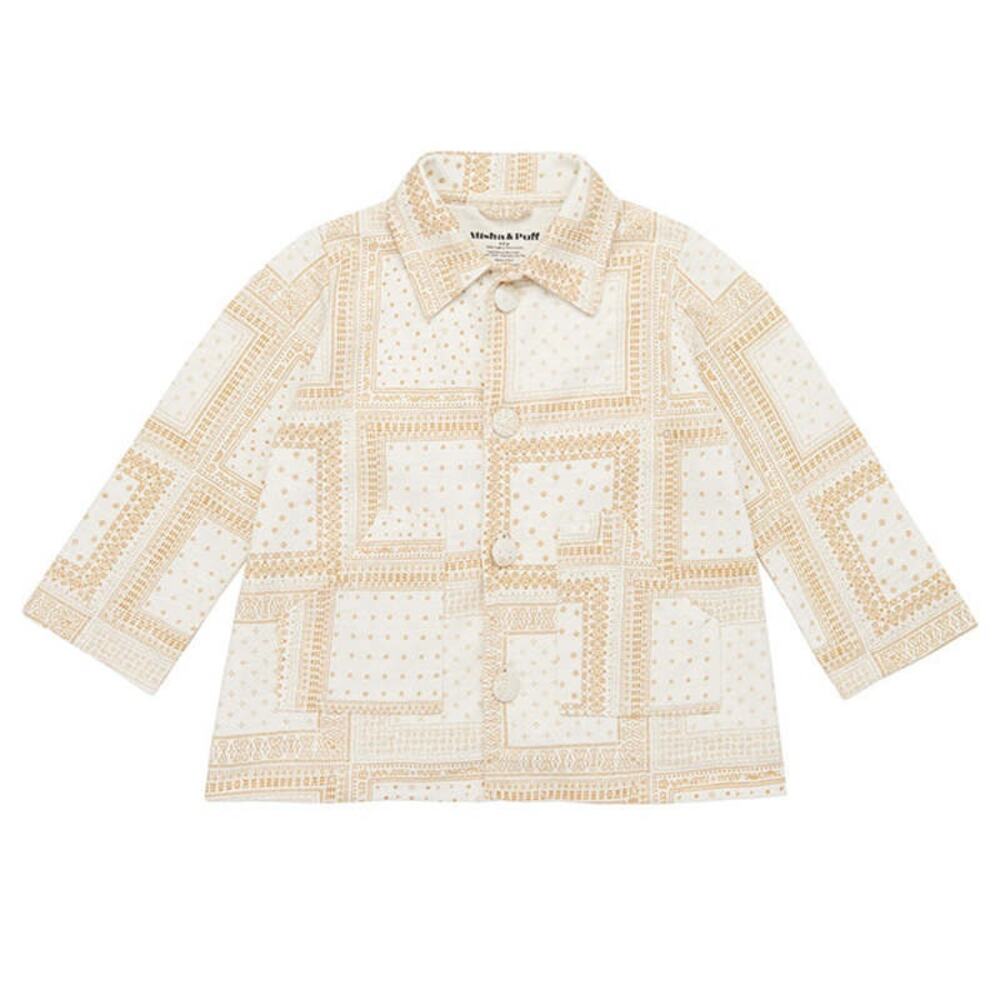 MISHA & PUFF Playhouse Coat in winter cream patchwork bandana sz 6